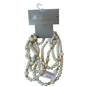 34th & Pine Faux Pearl Beaded Garland 12ft Christmas Holiday Glam Decor NEW